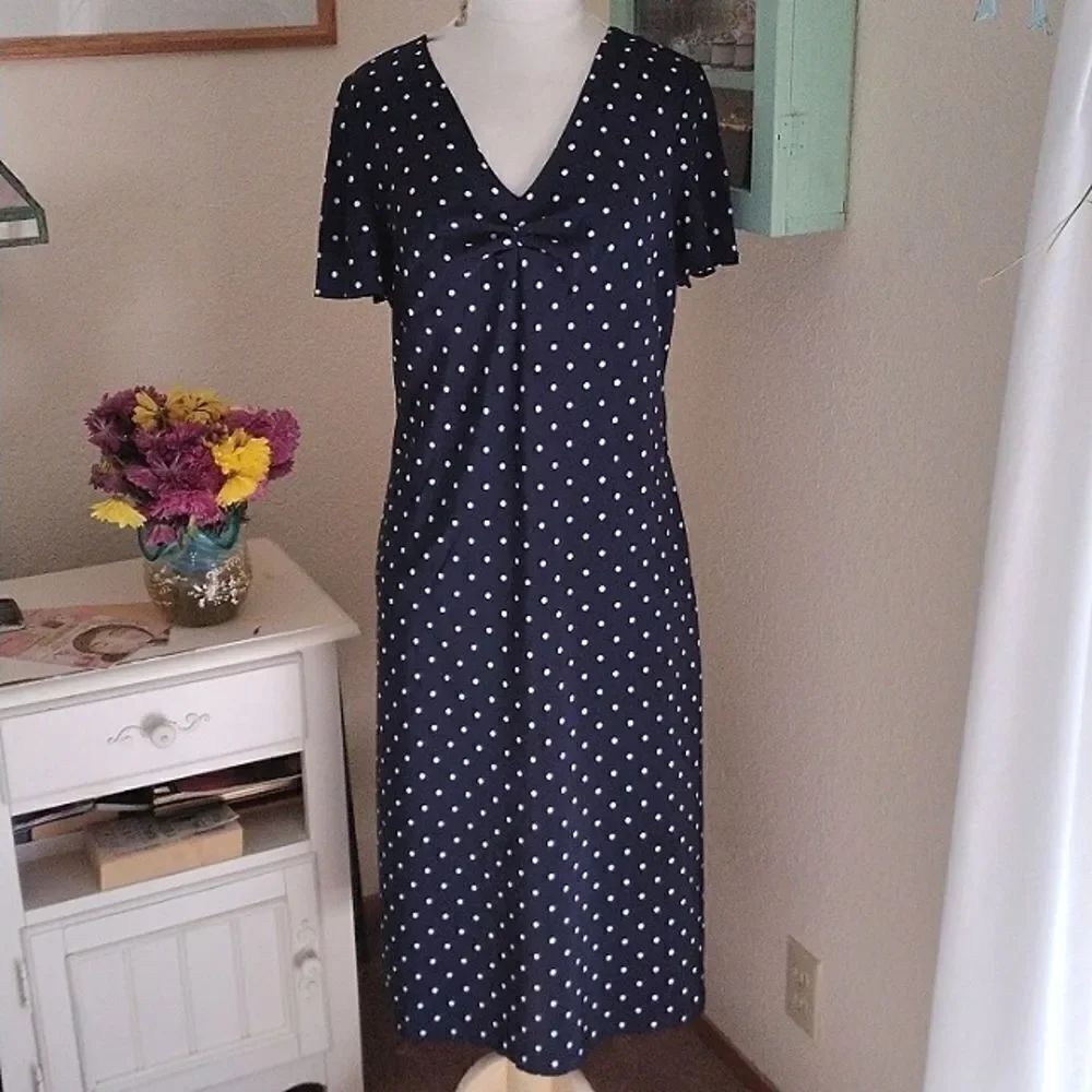 Vintage Expressions Navy Polka Dot Dress